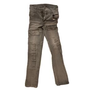 Jeans Slim Fit Distressed Cargo Black Jeans Mens 28x28